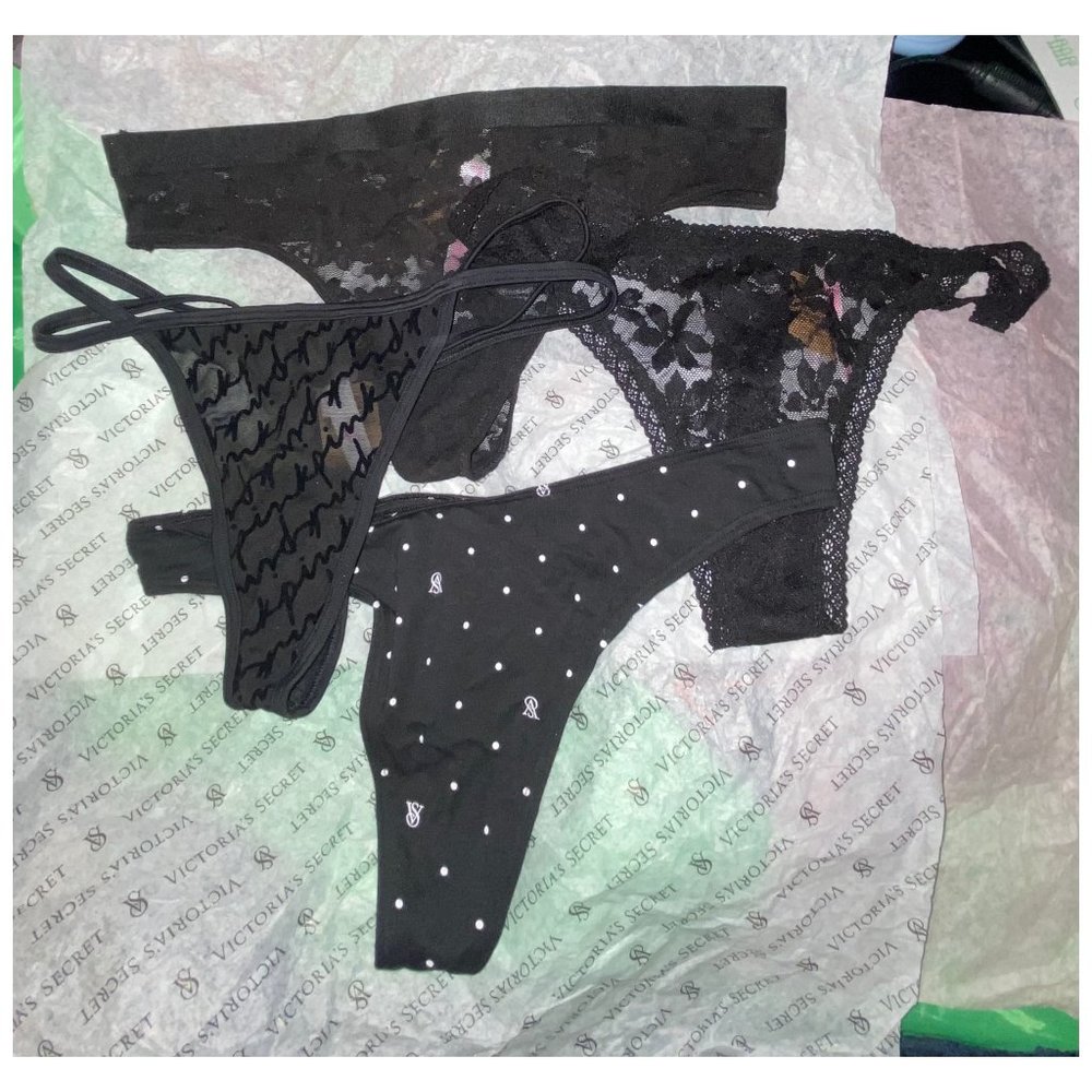 NWT Bundle of 4 Victoria's Secret V-String & Thong Panties